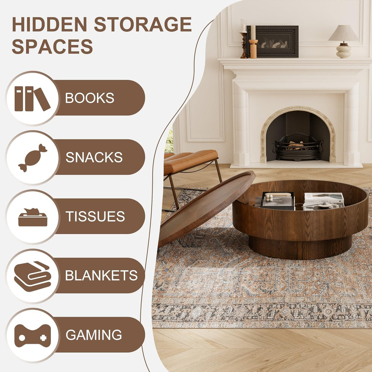 Handmade Modern Oval Fluted Drum Coffee Table (V)