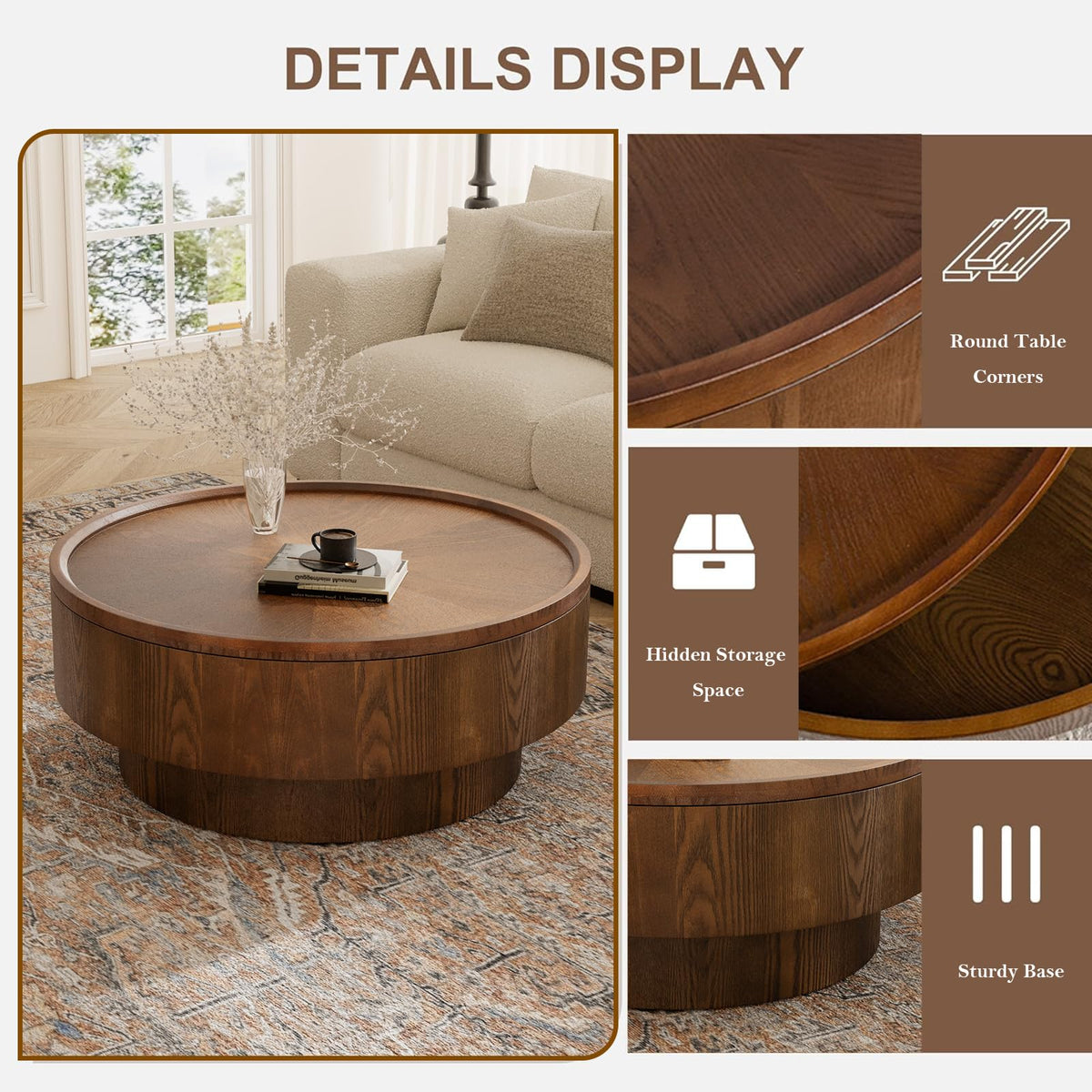 Handmade Modern Oval Fluted Drum Coffee Table (V)